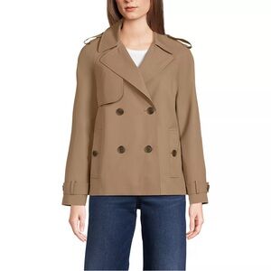 Oversized Lands' End Women's Cropped Trench Rain Coat Jacket